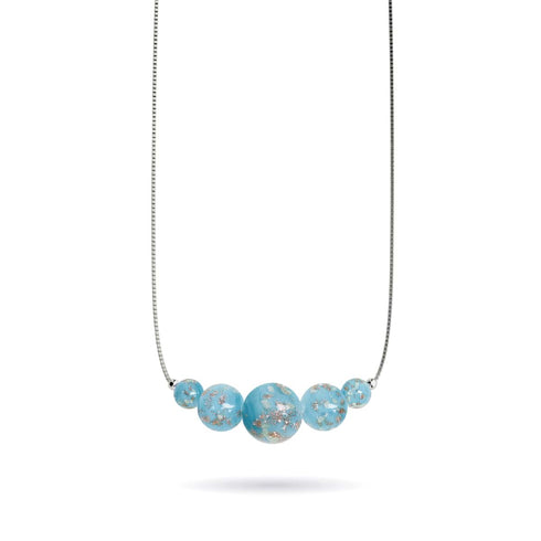 Céruléen | Argent sterling .925 | Collier fermoir infini en verre luciole